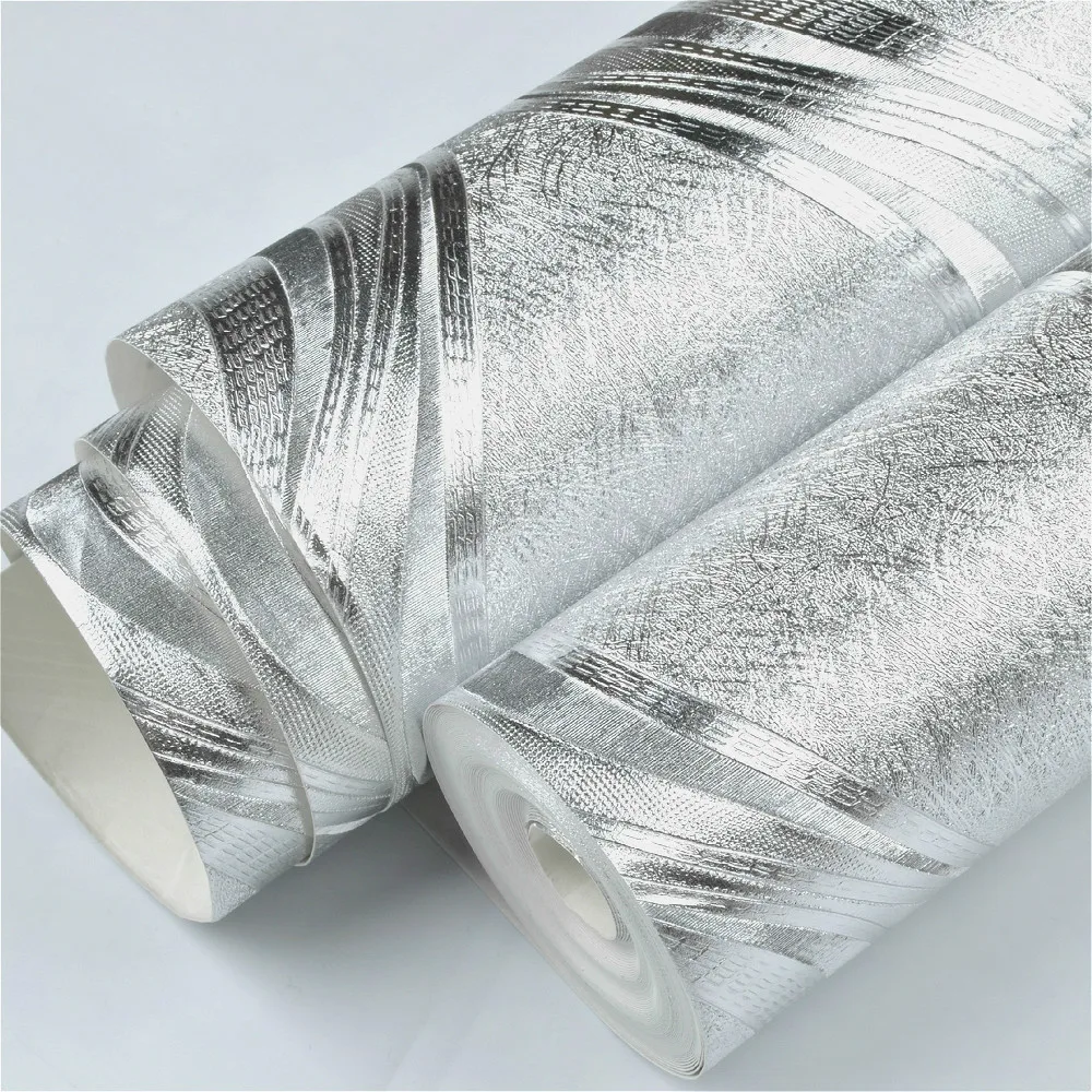 Роскошная Серебряная/золотая металлическая настенная бумага для стен