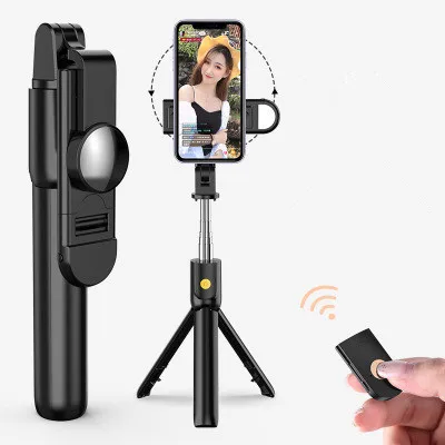 

Hot Selling Mini Portable Foldable Wireless Bluetooth Selfie Stick Tripod with Fill Light Shutter Remote Control for IOS Android
