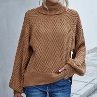 2020 autumn and winter turtleneck sweater womens head high collar sweater womens sweater solid color look thin