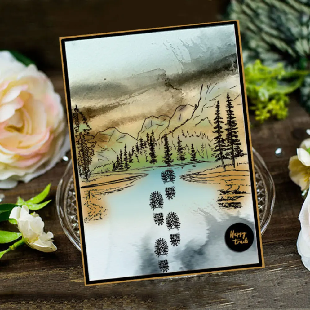 

Clear Stamps Tree Landscape Footprint Silicone Transparent Seal Stamp DIY Scrapbooking Photo Album Diary Craft