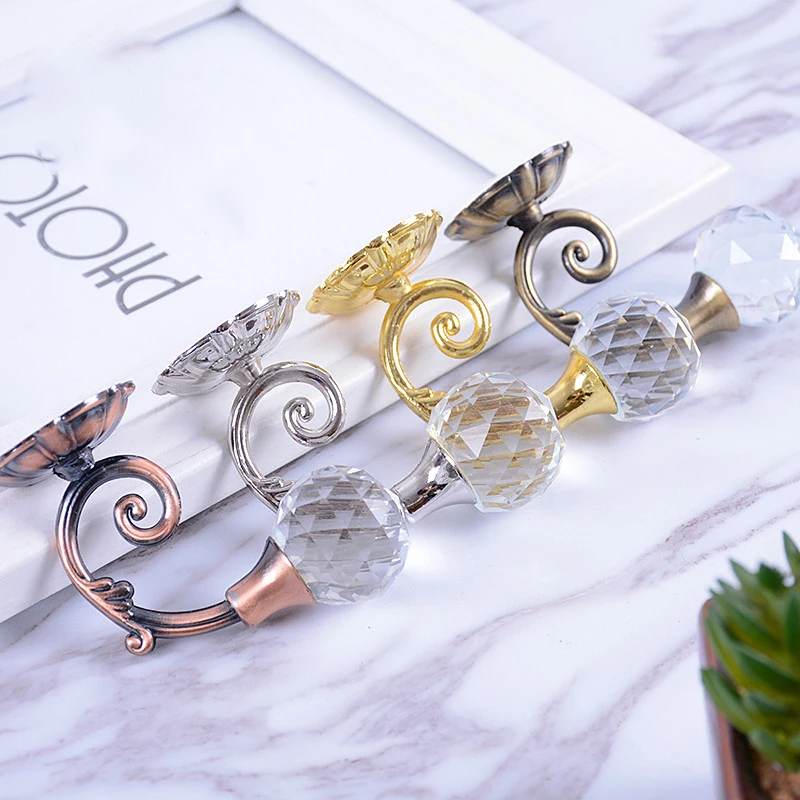 

2pcs Luxurious Metal Crystal Glass Hook for Curtain Hanging Hook Decoration Window Accessories Wall Tie Back Hanger Holder