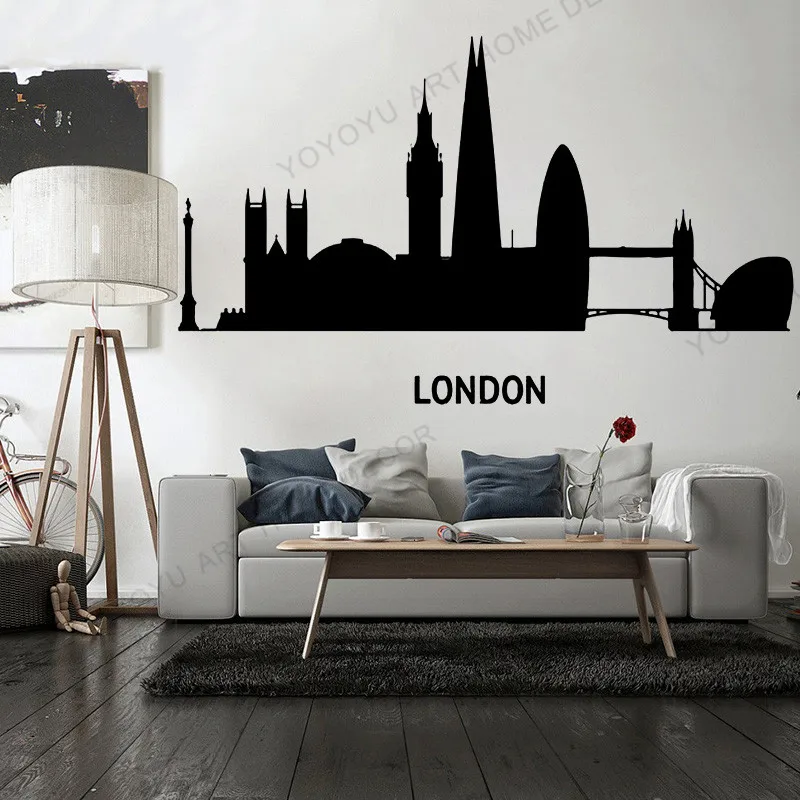Фото Городской пейзаж наклейки Лондонский Великобритании винил Стикеры Город Силуэт