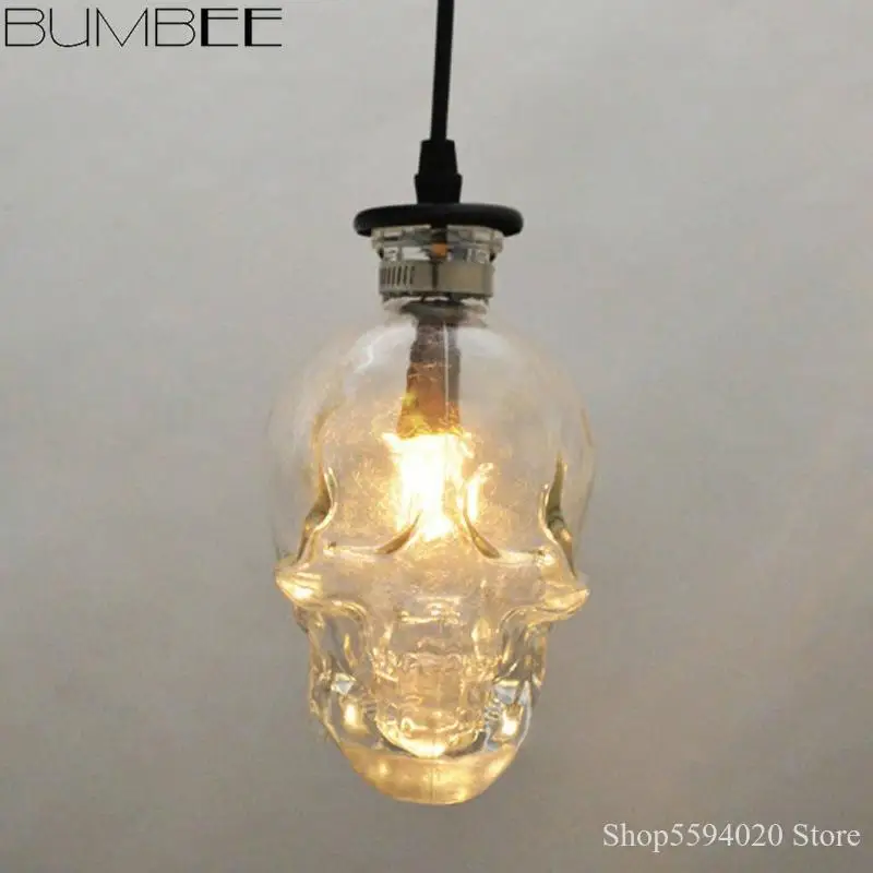 Ретро люстра в форме скелета стиле лофт лампа для бара винной бутылки подвесной