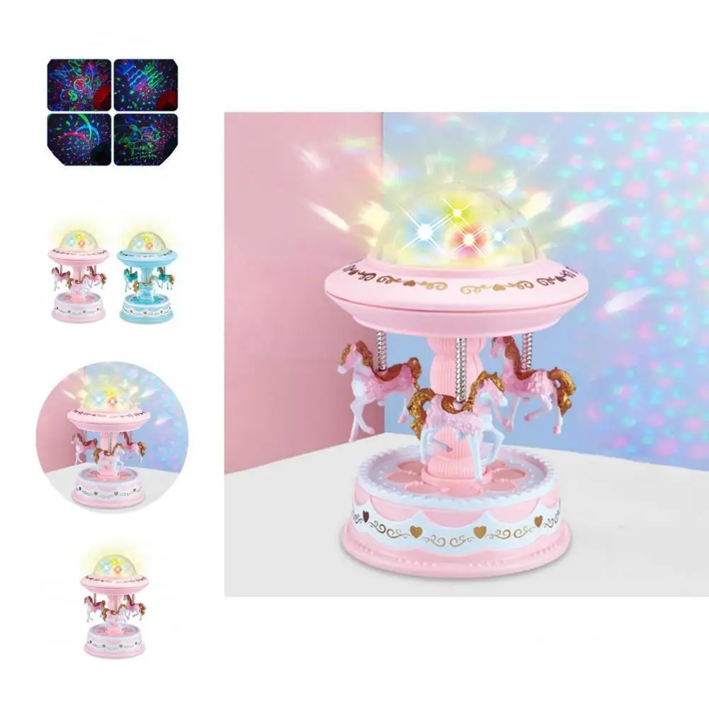 

Horse Music Box Fashion Carousel Toy Creative Colorful Light Mini Music Box Fine Workmanship Warmly Light Music Box Gift