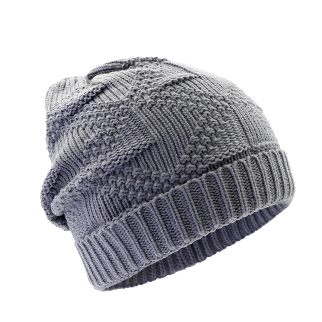 Зимняя теплая стильная мягкая Вязаная Шапка-бини с напуском эластичная в стиле