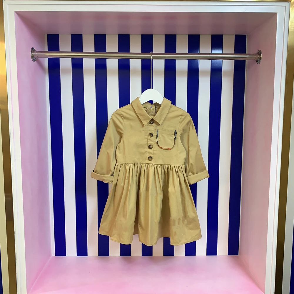 

Брендовый дизайн 2021 платье для девочек осень-зима клетчатое британское платье с длинным рукавом из чистого хлопка юбка для иностранной дев...