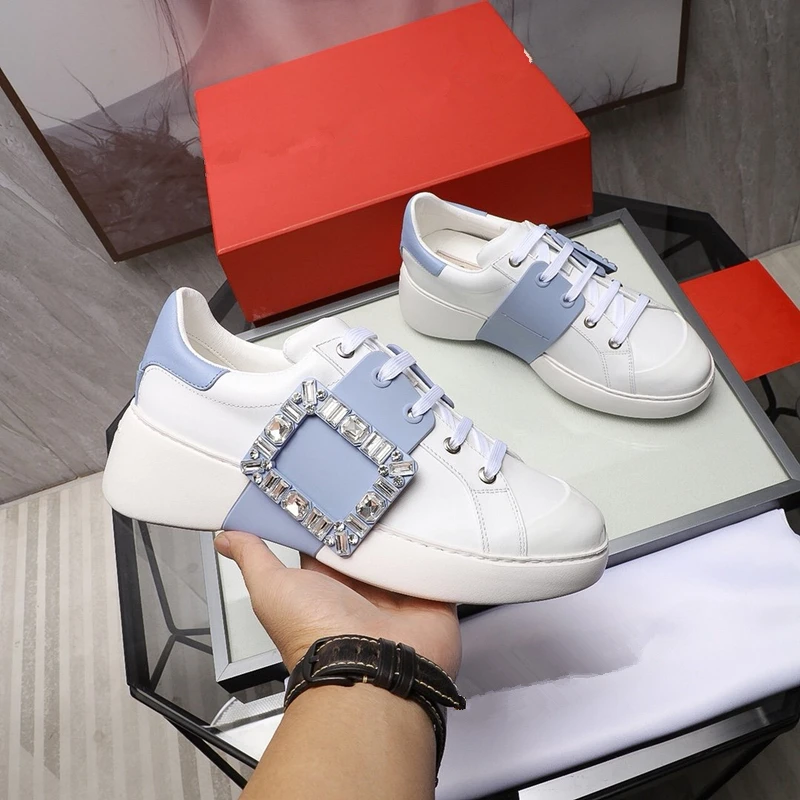 Design de Luxo Combinando Moda Senhoras Tênis Cristal Rendas Sapatos Casuais Plataforma Cunha Vestido Festa Cor