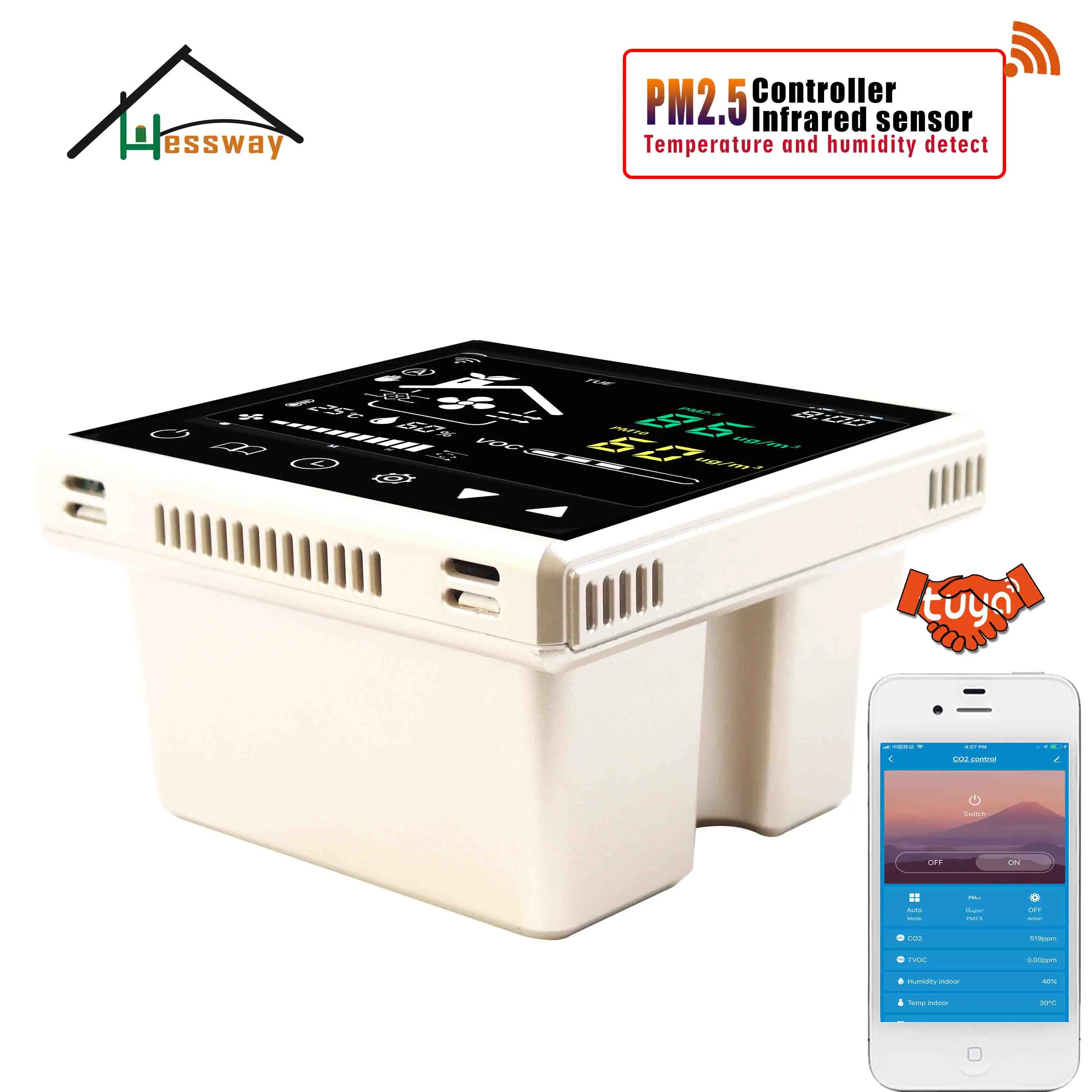HESSWAY RS485 WIFI TUYA VOC температура влажности и регулирование PM2.5 PM10 для Nather NDIR релейная