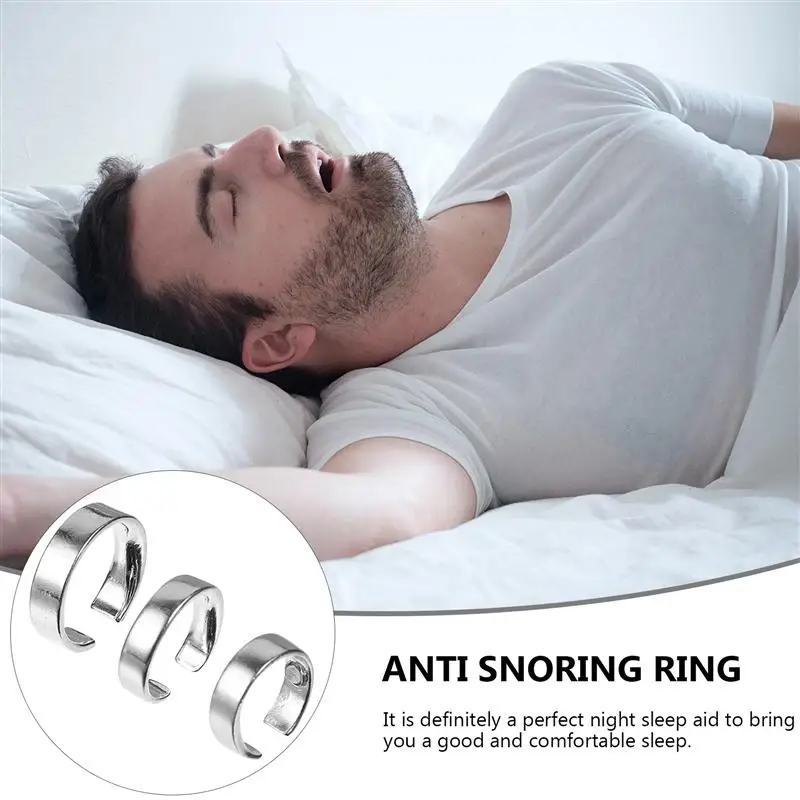 

3pcs Fashionable Anti Snoring Ring Health Care Open Ring Alloy Magnetic Ring