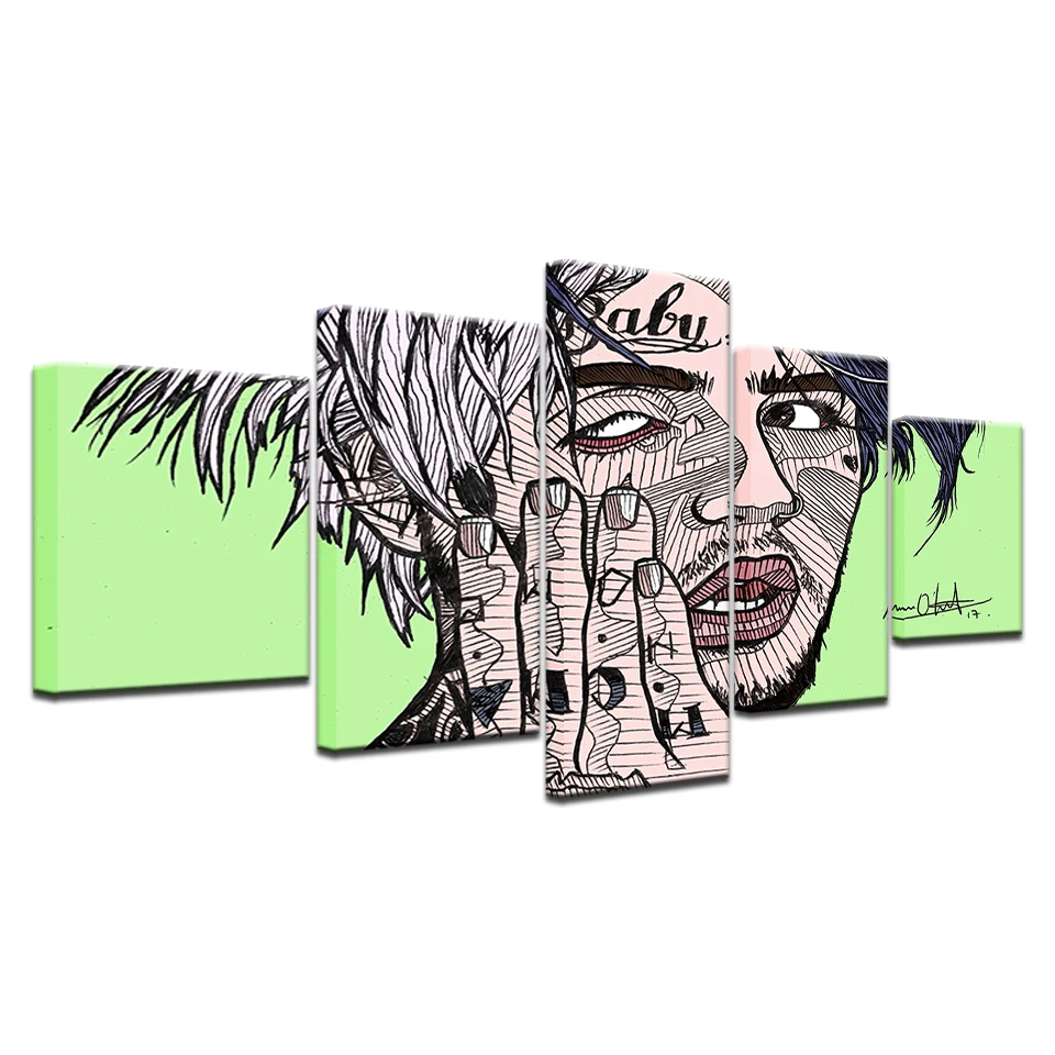 Печать Топ рейтинг холст картины 5 шт. знаменитостей Lil Peep мультфильм современный