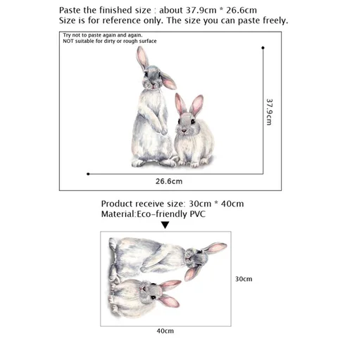 Animais fofos coelhos coelhos adesivos de parede de pássaro raposa