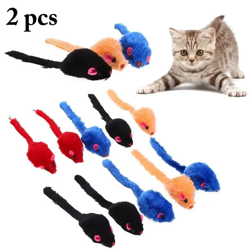 

2 Pcs/Set Funny Cat Toy Creative Simulation Plush Mice Shaped Kitten Teasing Toy Cat Chew Bite Resistant Toys Cats Supplies