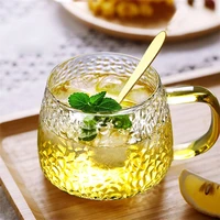 improve the quality of life hammer pattern glass milk juice with handle tea high appearance level household lovely water cup