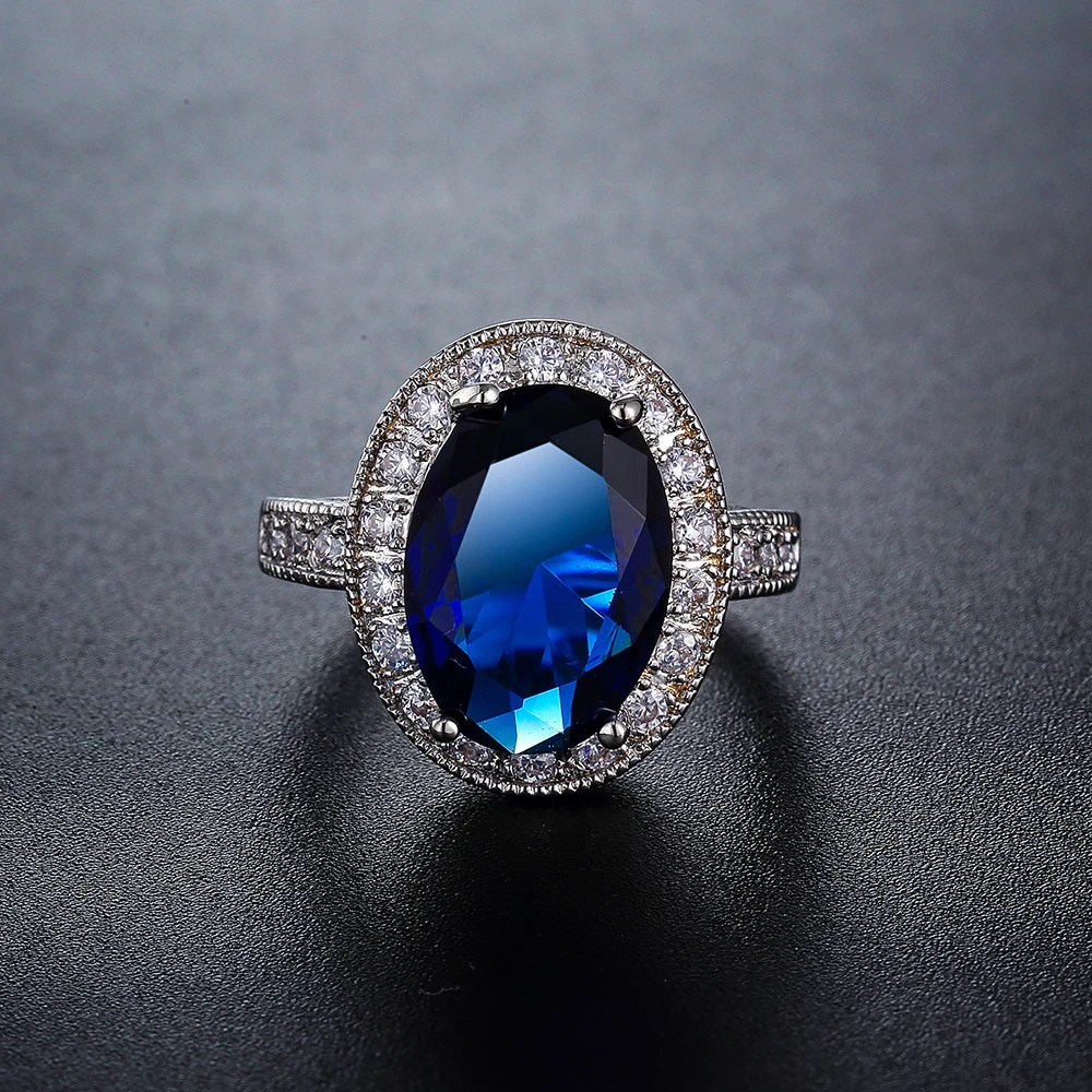 Новая модель модное ювелирное изделие синий/красный циркон эллиптический Форма