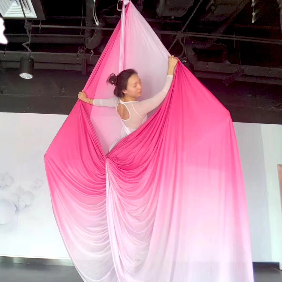 12 ярдов/11 м летающие воздушные шелки премиум-класса для домашней йоги Омбре