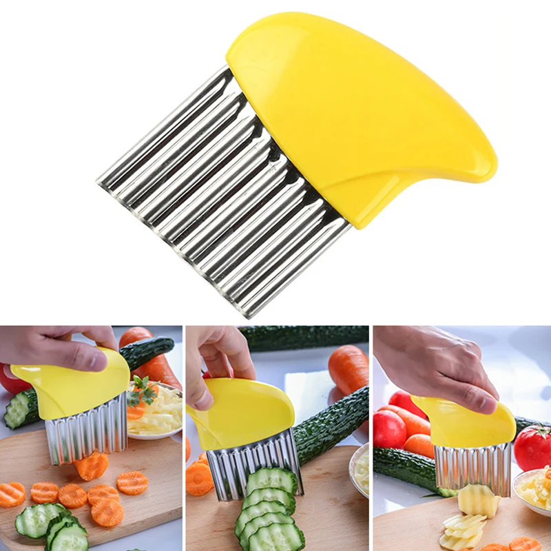 Нож для резки картофеля из нержавеющей стали слайсер фри волнообразный резак