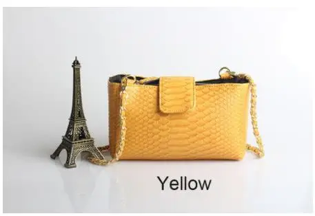 Yellow HIGHREAL, новинка, женская сумочка со змеиным узором, модная, на цепочке, сумки через плечо, с тиснением под змею, сумка через плечо - Цвет: Yellow