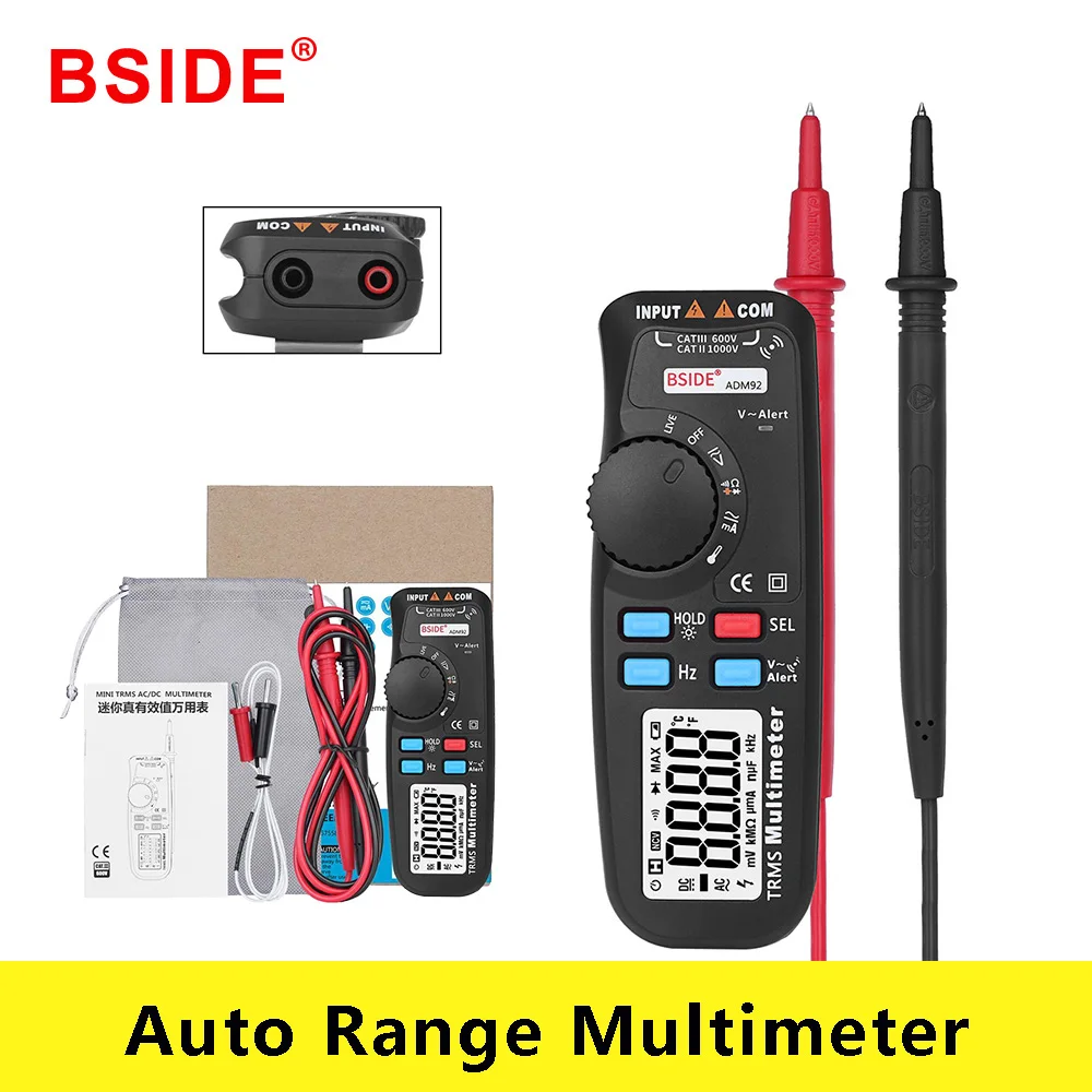 Цифровой мультиметр BSIDE ADM92 ручной с автоматическим диапазоном 6000 отсчетов TRMS