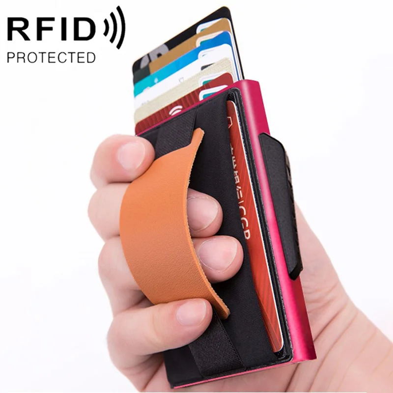RFID смарт-кошелек держатель кредитной карты металлический тонкий мужской кошелек пройти секретный всплывающий минималистичный кошелек маленький черный кошелек - Цвет: 4