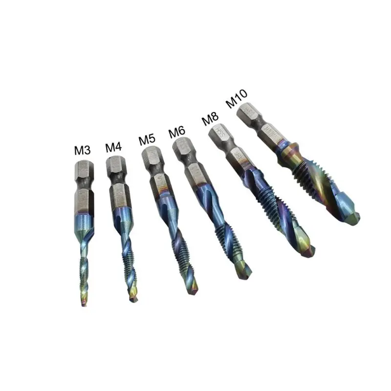 6 шт. наборы с шестигранным хвостовиком HSS Метрическая резьба Метчик ручное