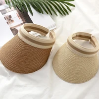 2020 hot sale summer lady empty top sun visor hat summer straw wide brim sun caps uv protection hat for men and women