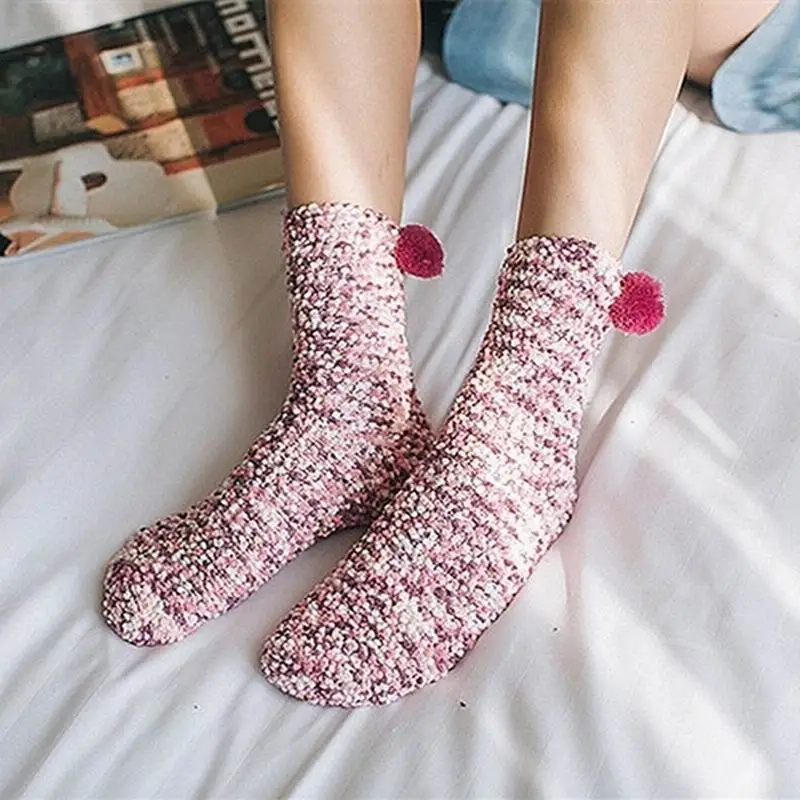 9Colors Winter Women Girl Coral Fleece Terry Breathable Cake Shaped Thickening Floor Socks Cute Cotton | Женская одежда