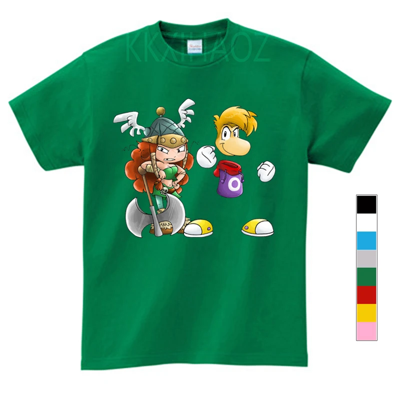 

Детская футболка с принтом героев мультфильмов Rayman Legends Adventures, летняя белая футболка для маленьких девочек, повседневная забавная Одежда дл...