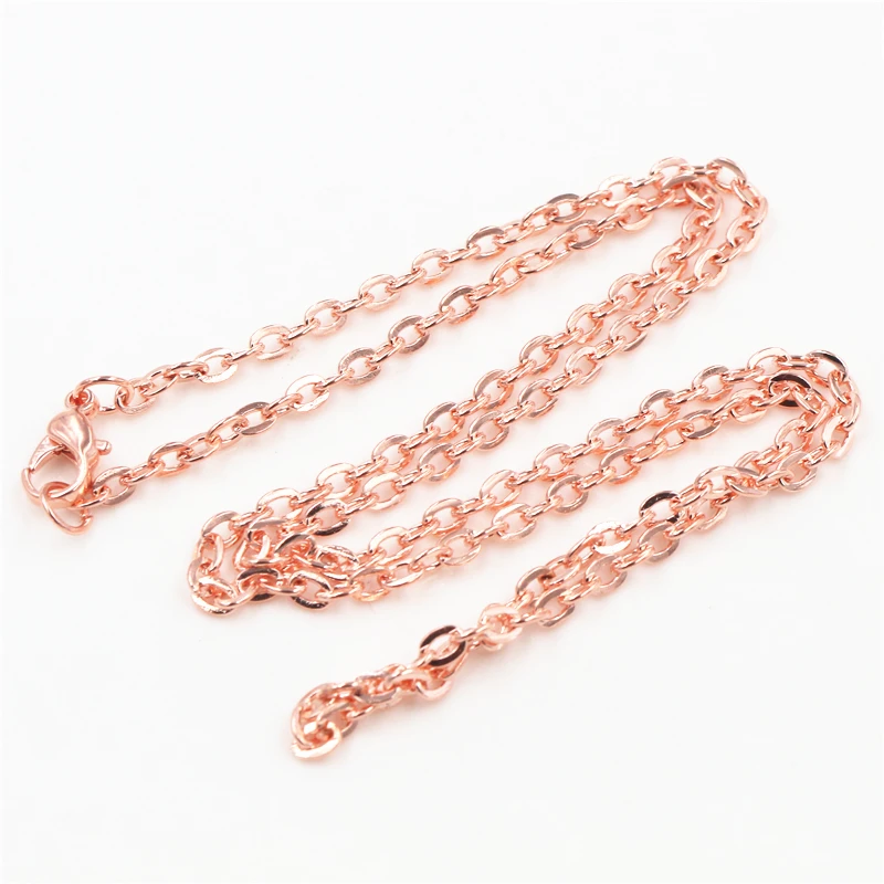 Rose Gold 5 шт./лот, 4*3 мм, диаметр 50 см, длина 70 см, 8 цветов, с покрытием, ручная работа, сплющенная цепочка, ожерелье, разъем для шармов, база и лоток - Цвет: Rose Gold