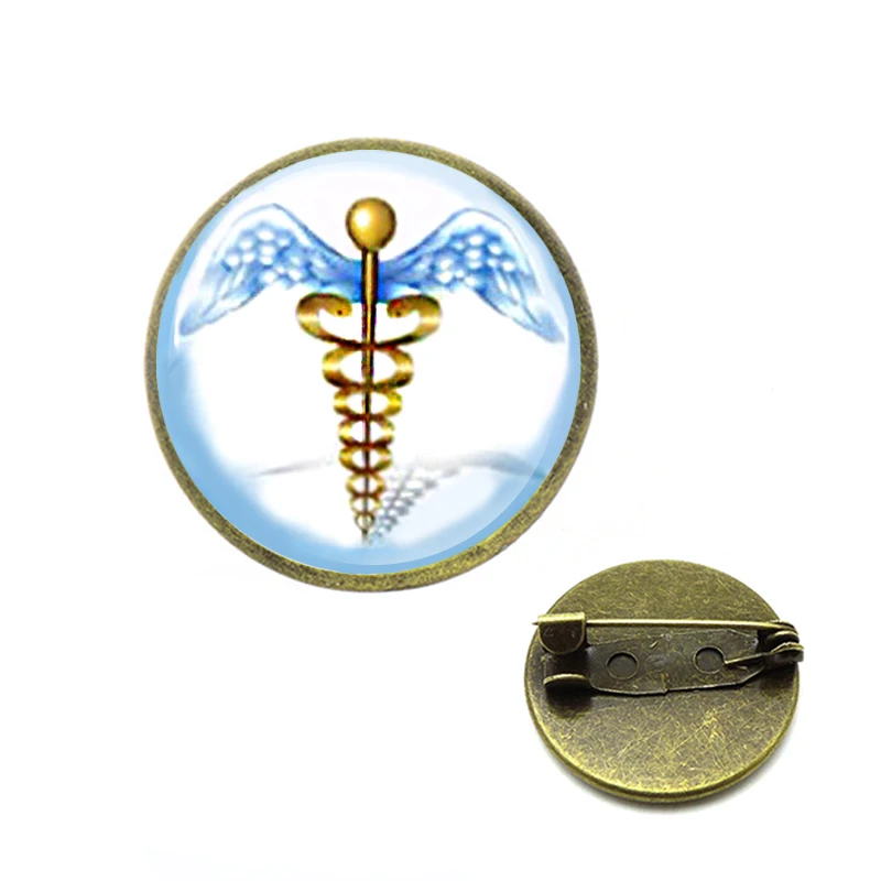 Медицинский символ Кадуцей броши модное искусство силуэт RN MD Помощник врача