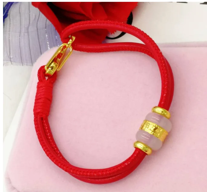 24K желтого золота браслет покрытие из настоящего белого бусины их халцедона для