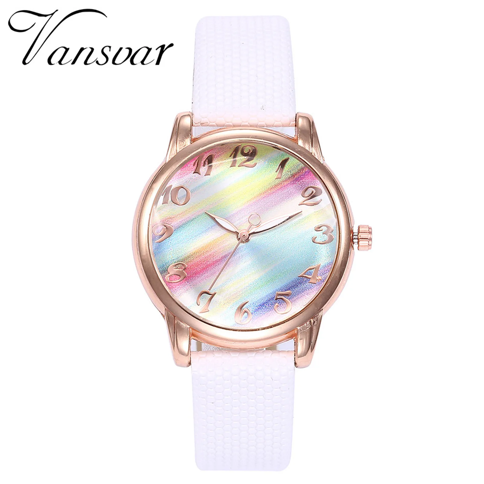 Часы Vansvar женские кварцевые с кожаным ремешком повседневные аналоговые