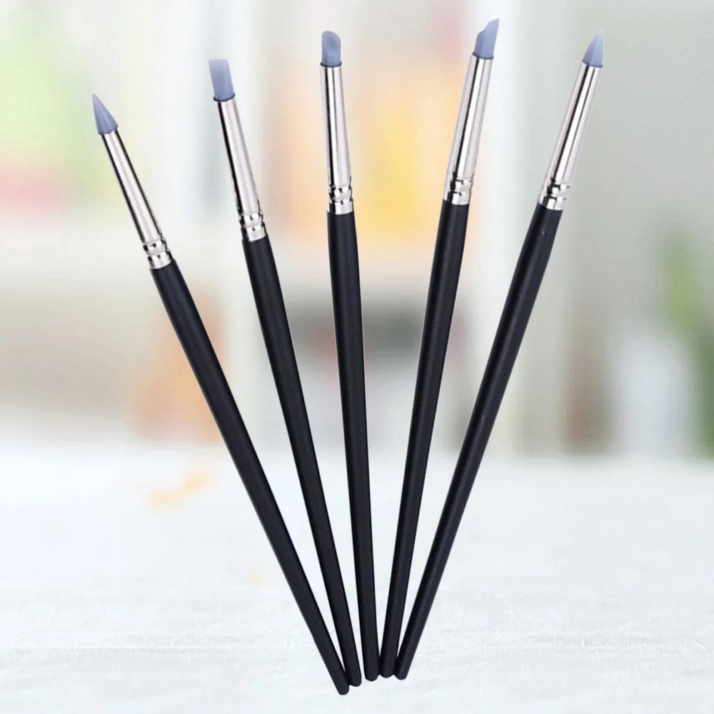

5pcs DIY Clay Tools Nail Art Pen Brushes Silicone Nail Art Craft Pottery Clay Pen Modelling Shaper Nail Art
