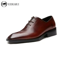 mens casual business shoes genuine leather breathable lace up square toe rubber fashion suit british