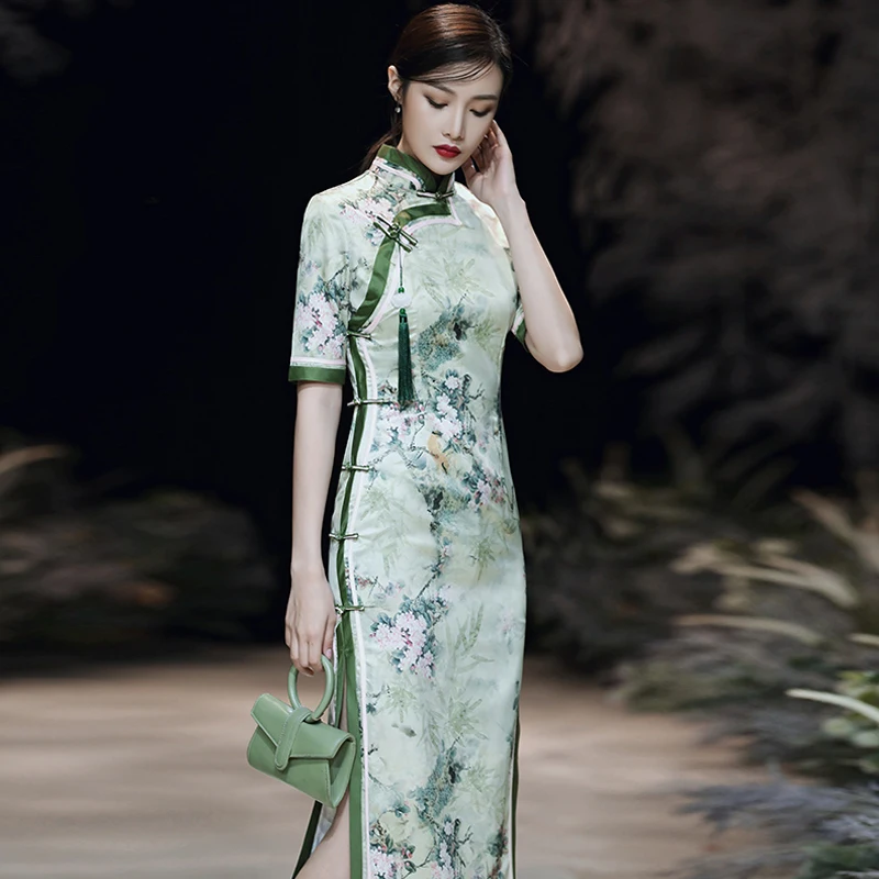 

Длинное платье-Ципао в китайском стиле, Осень-зима, 2020