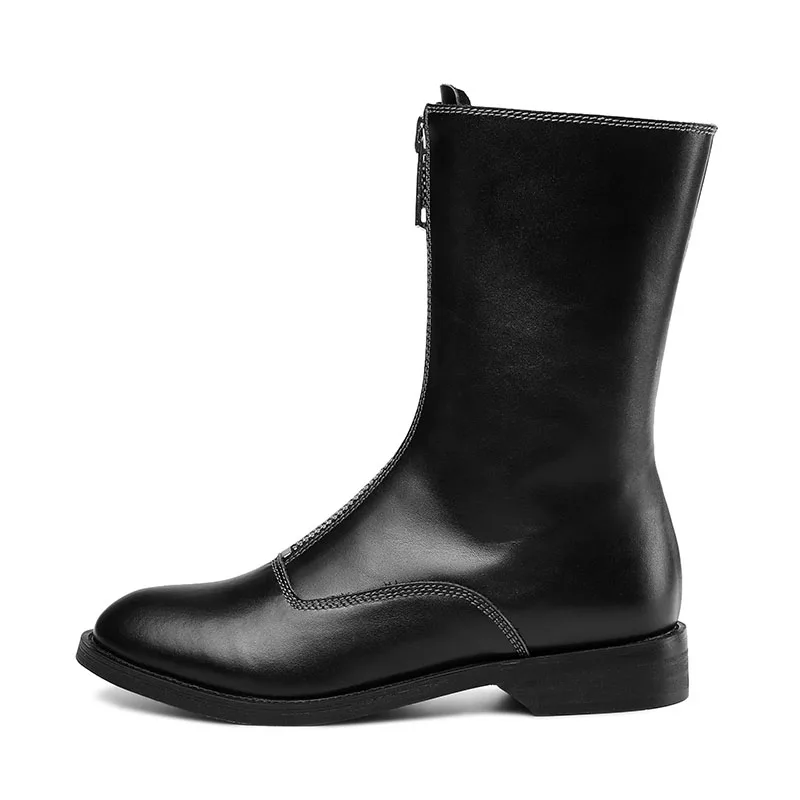 Зимние сапоги до середины икры из натуральной кожи в европейском и американском