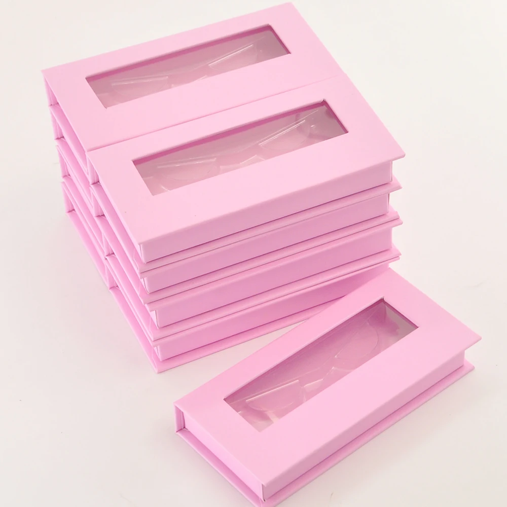 

Wholesale eyelash packaging box lash boxes package custom rectangle plain pink false eyelashes makeup case vendors fast shipping
