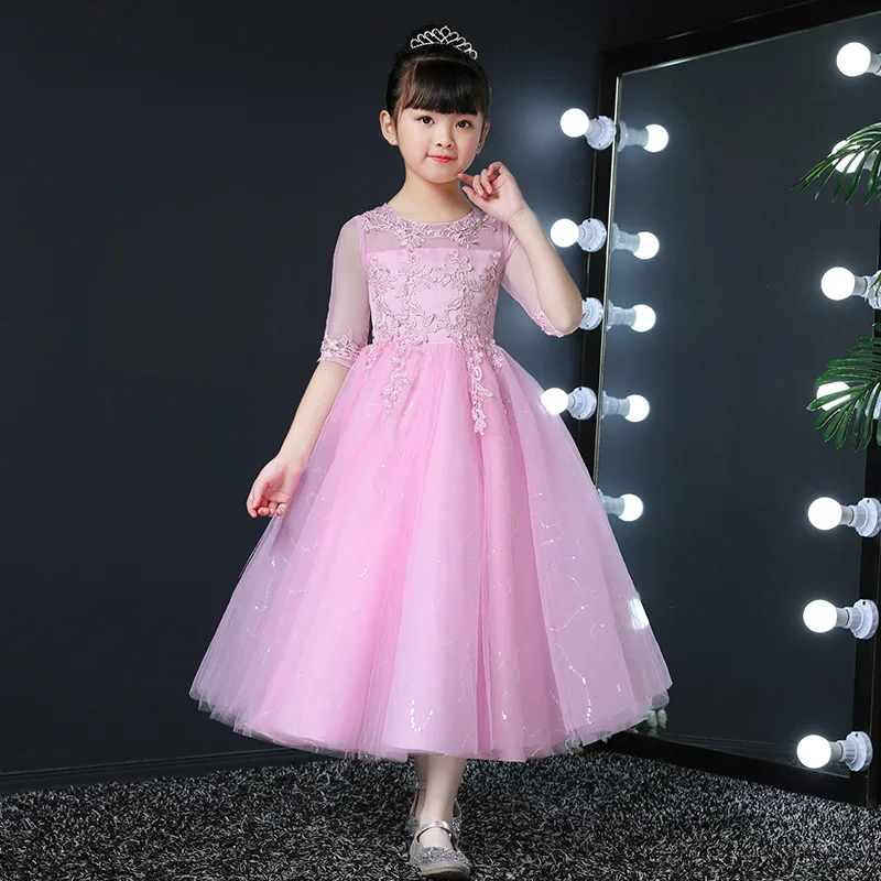 Элегантное недорогое Сетчатое платье с цветочным принтом для девочек платья