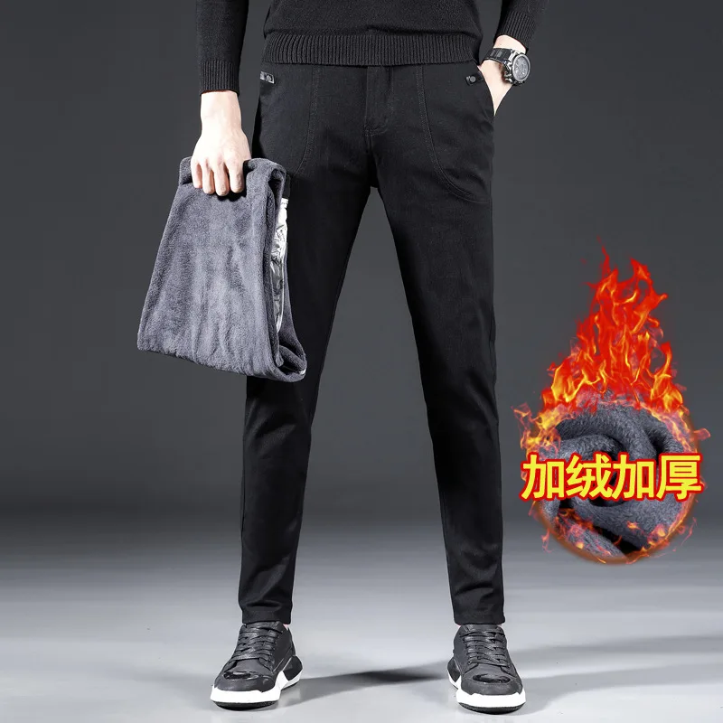 Новинка Зима 2019 мужские плотные повседневные брюки деловая мода классический