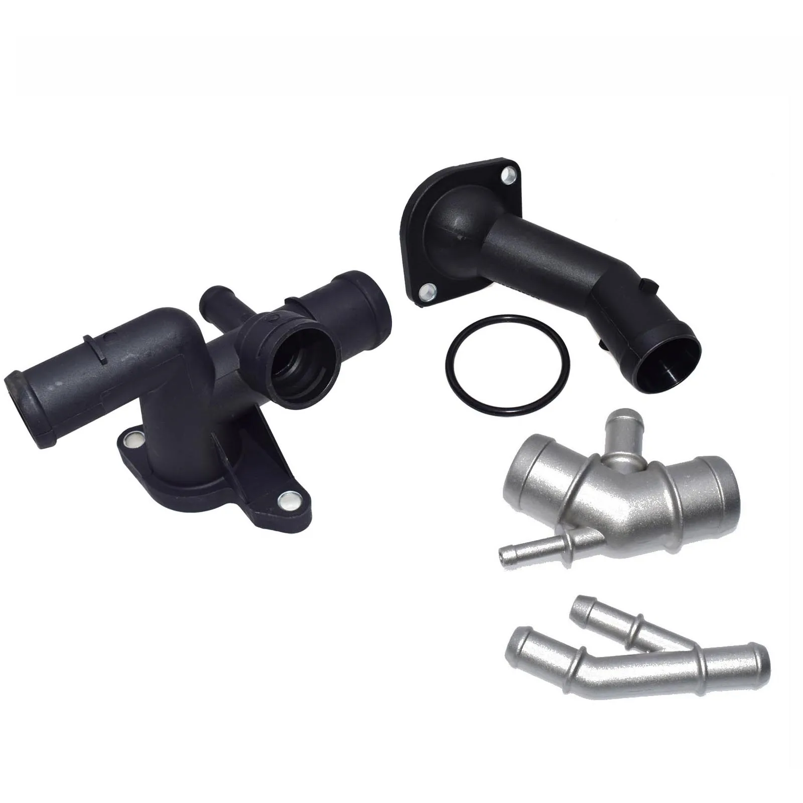 Kit 003 Aluminum Coolant Thermostat Radiator Water Flange Pipe Connector For Audi VW A3 TT Skoda Seat Bora Golf Jetta 1.8T 1J0121087C - Цвет: Kit 003