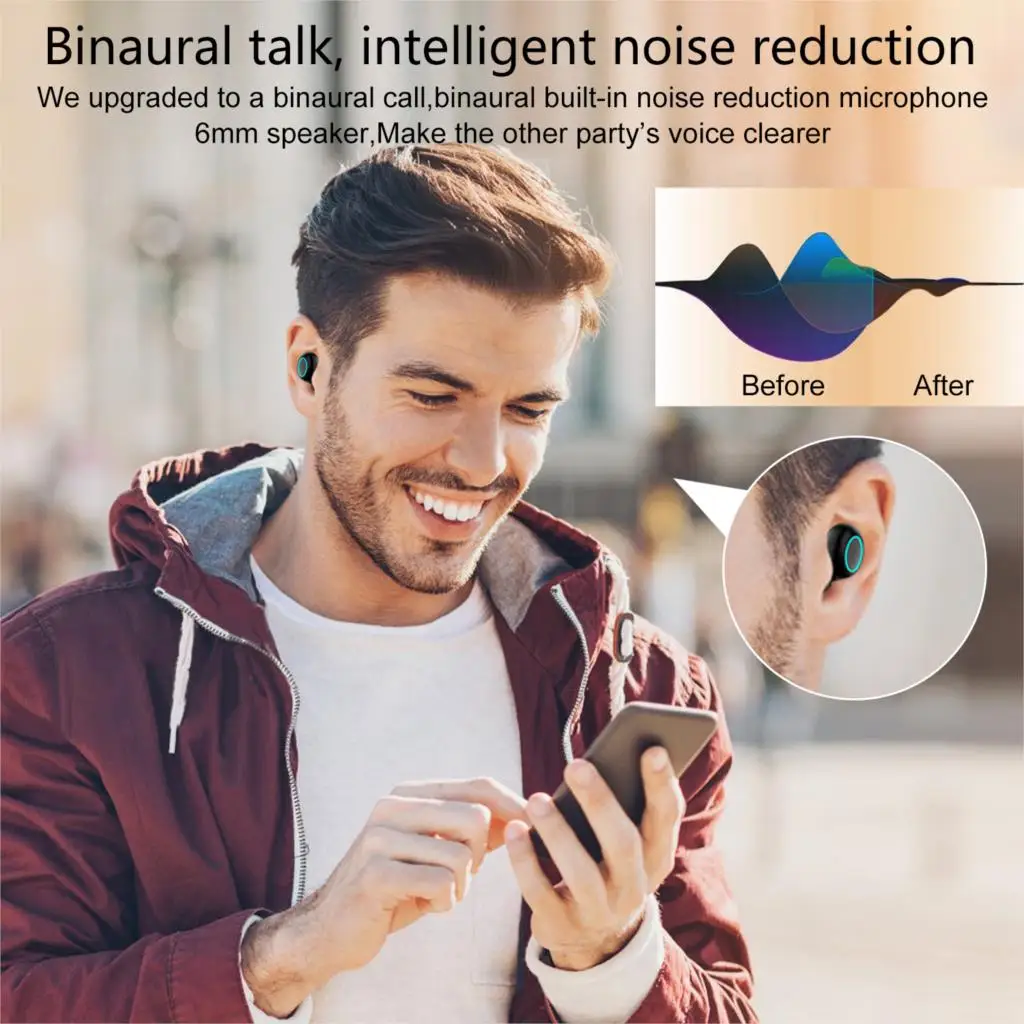 Настоящие Беспроводные Bluetooth 5,0 наушники TWS IPX5 беспроводные наушники водонепроницаемые сенсорные Bluetooth спортивные наушники внешний аккумулятор 1500 мАч