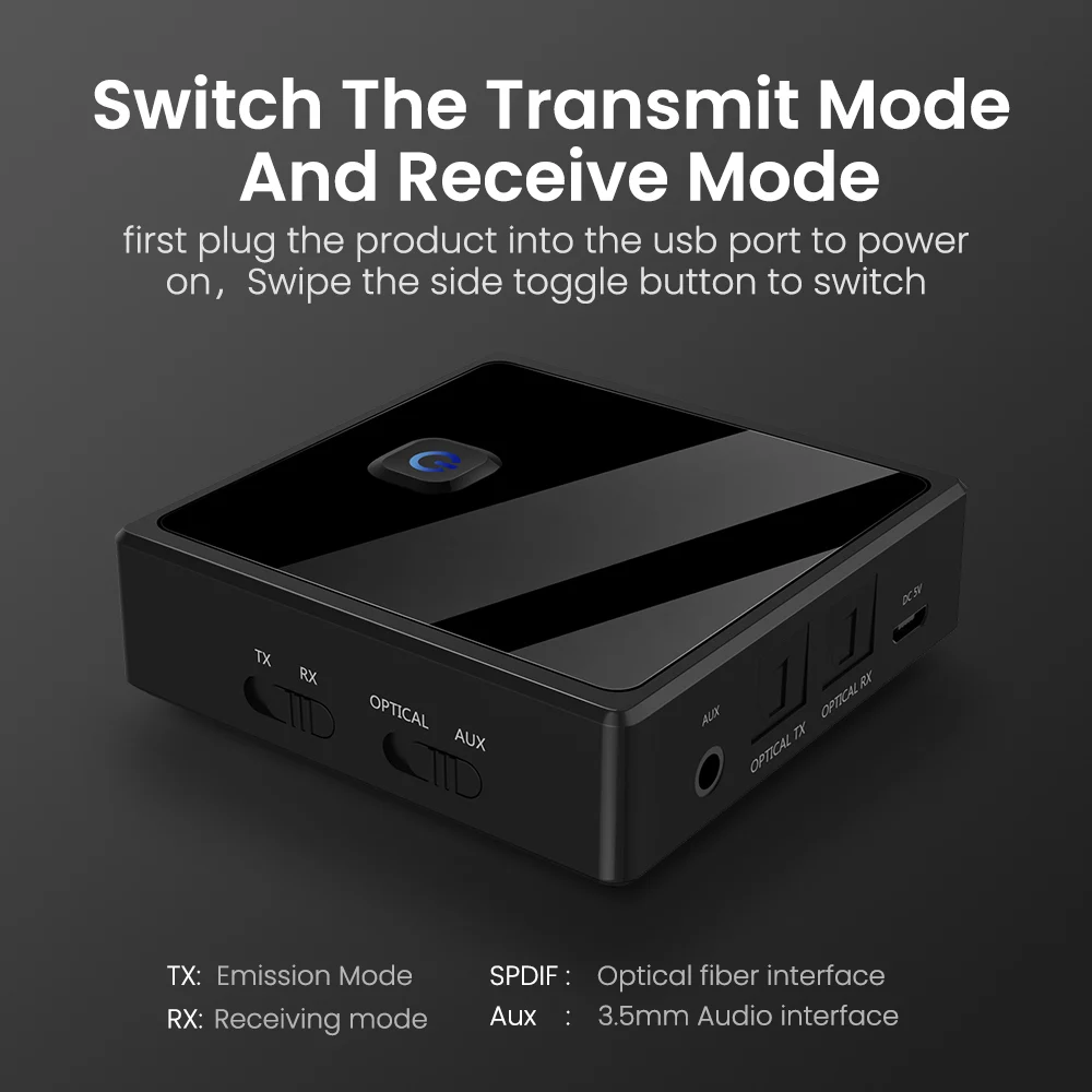 

Bluetooth 5.0 Audio Adapter 2 In 1 Wireless Optical Audio Transmitter Receiver Adapter 3.5mm Audio AUX For TV PC Car Speaker