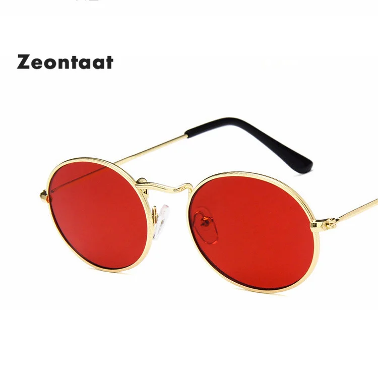 

New Women Metal Little Oval Sunglasses Ladies Summer Vintage Red Gray Cute Glasses Retro Eyewear Oculos De Sol UV400