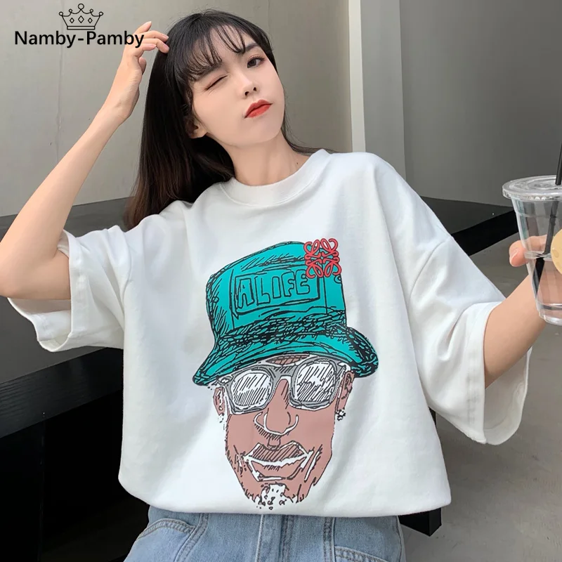 

Women's T-shirt 2021 summer fashion leisure short sleeve printed women's wear European and American high street loose top