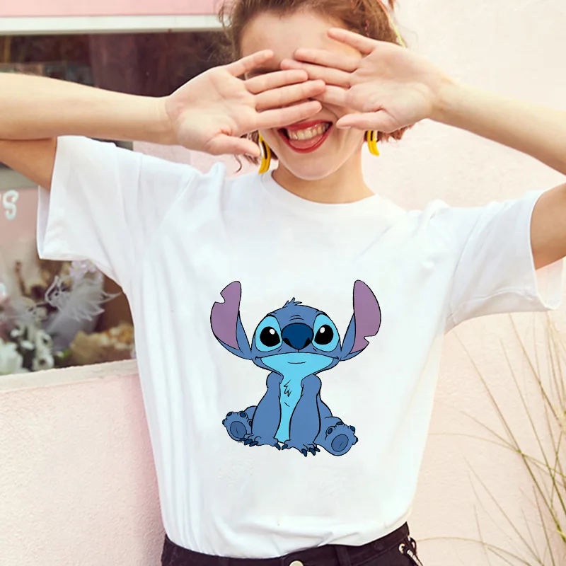 Showtly тематика «Лило и Стич» Harajuku Kawaii футболки для девочек приключенческий комедийный мультфильм женский Vacay режим печатных Повседневное футболка милый