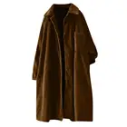 Винтажная Вельветовая однотонная женская куртка, Новое поступление 2022, зимнее теплое свободное повседневное пальто с карманами и пуговицами