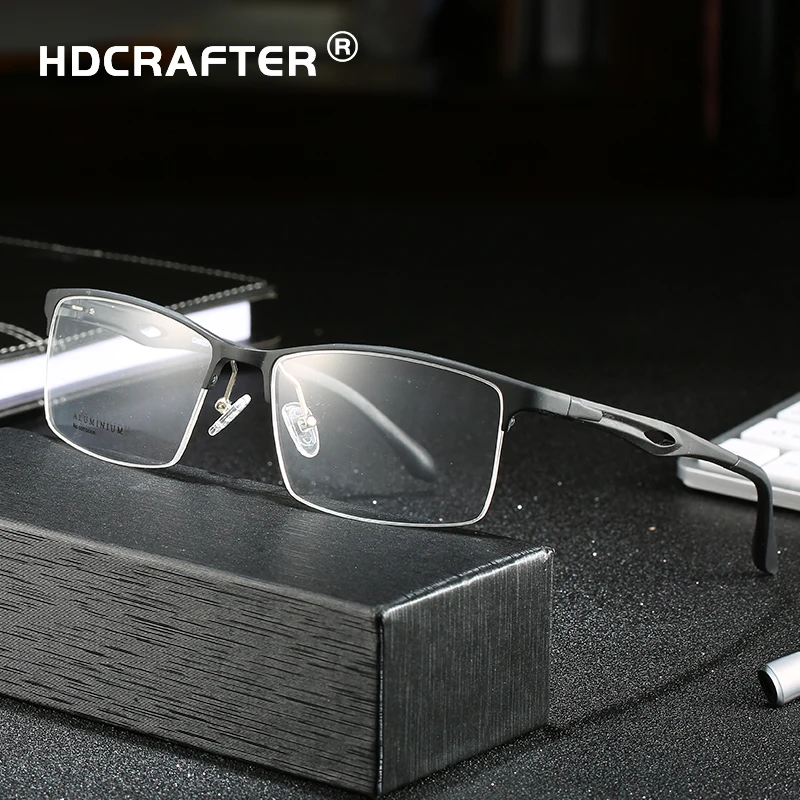 HDCRAFTER оправы для очков, прозрачные линзы, близорукость, оптическая пескрибция, половина оправы для очков, очки для мужчин, Oculos De Grau, корейский стиль