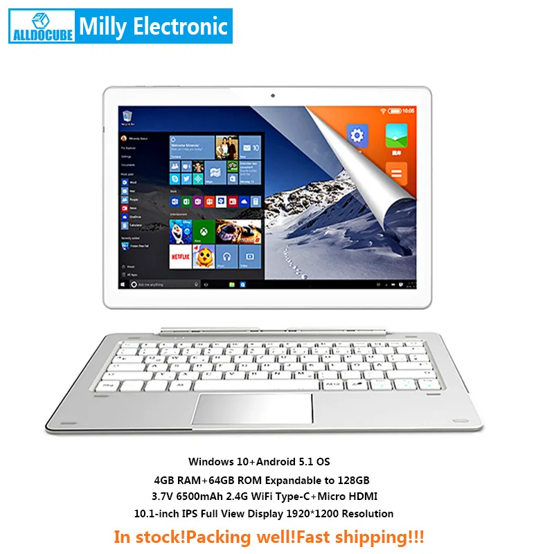 ALLDOCUBE IWork 10 Pro 2 дюйма 1 планшетный ПК Intel Atom X5-Z8350 4 Гб ОЗУ 64 Гб ПЗУ 1920*1200 ips 10,1 дюймов Windows 10 Android 5,1
