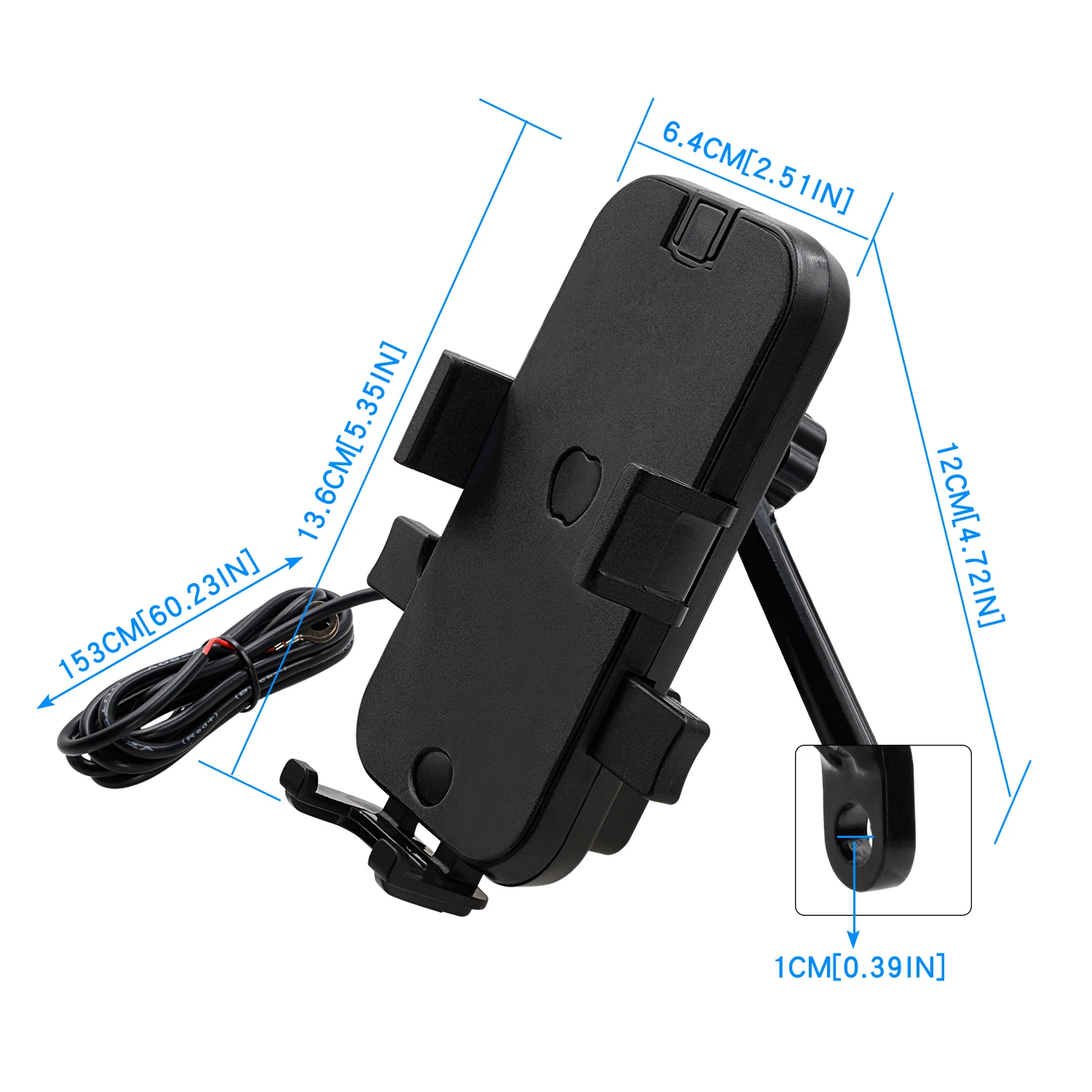 Двойное зарядное устройство USB, держатель для телефона мотоцикла, вращающаяся на 360 ° подставка для мотоцикла, велосипеда, держатель заднего вида для 4 ''-6,5'' смартфона