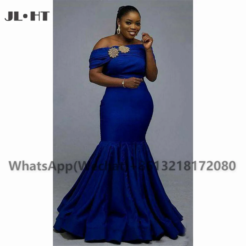 Синее платье подружки невесты Royer длинное с кристаллами и булавкой африканские