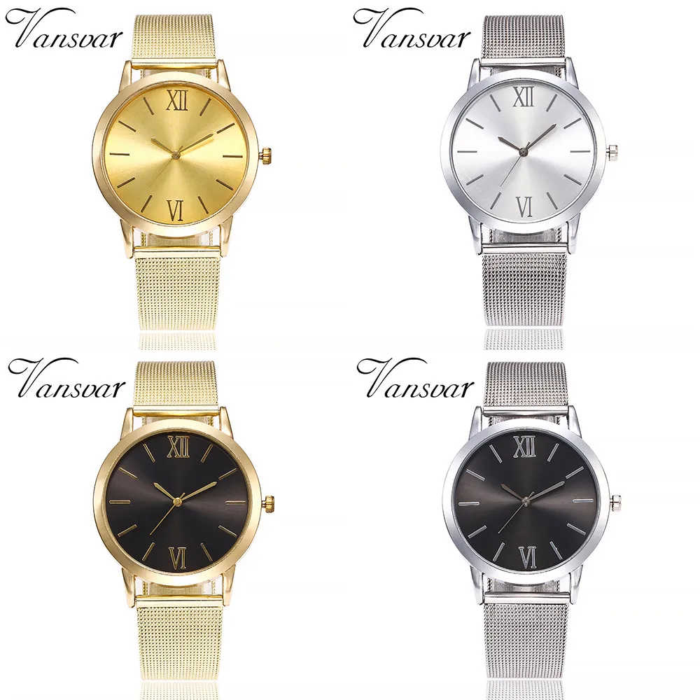 

Vansvar Brand Fashion Mesh Band Watches Luxury Women Stainless Steel Watch Casual Quartz Wristwatch Clock Relogio Feminino